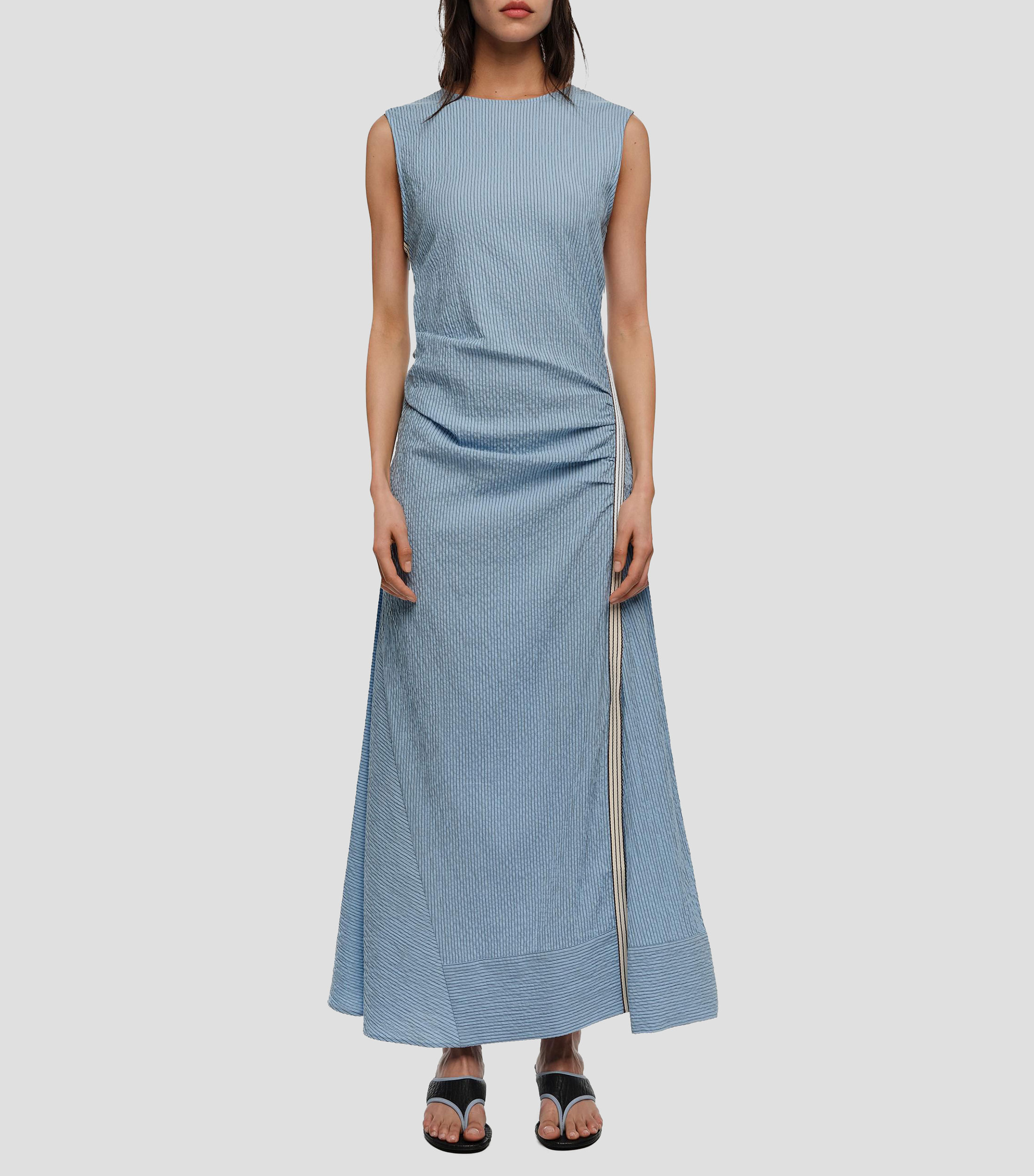 Vestido sisas tira superpuesta rayas azules Mujer